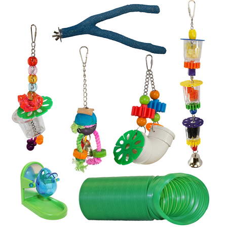 Premium Cage Enhancement Set – Interactive Climbing Foraging Swing Perch Platform Cage Accessory Toys – For Sugar Gliders, Rats, Ferrets, Hamsters, Squirrels, Parrots, Birds, Marmosets, Degus, Monkey