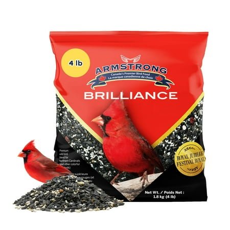 Armstrong Wild Bird Food Royal Jubilee Brilliance Blend, 4 Pounds – with Black Oil Sunflower, Safflower, Peanuts, Dried Raisins & Cherries for Northern Cardinals and Songbirds