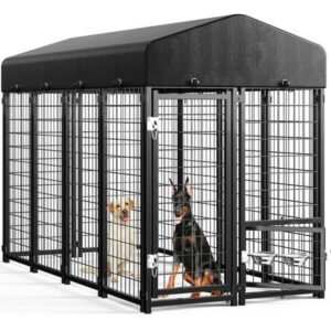 Sino Luban Outdoor Dog Kennel, Dog Run for Outdoor, Large Dog Pens Cage with Roof Waterproof for Large to Medium Dog Outside 8ft x 4ft x 6ft