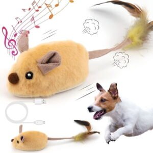 BESTSKY Interactive Dog Toys, Fake Mouse Moving Dog Toy with Automatic Sensor, Dog Mouse Toy with Realistic Sound & Extended Tail, Automatic Dog Toy for Cats Dogs Pet, Squeaky Dog Toys Blue