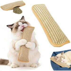 Interactive Catnip Chew Toy for Indoor Cats, Refillable Sisal Catnip Kicker Pillow with Organic Catnips, Durable Teething & Scratching Toy for Kittens and Adult Cats