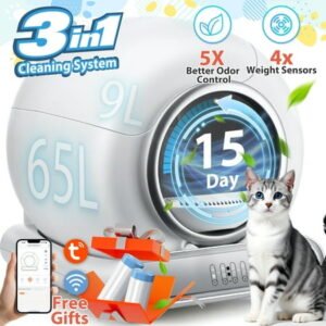 Automatic Litter Box for Multi-Cat Homes, Smart Self-Cleaning Cat Litter Box with Extra-Large 65L + 9L Capacity, APP Control, Automatic Triple Cleaning, Dual Odor Removal