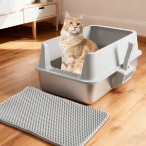 NYUTU Stainless Steel Litter Box – Metal Cat Litter Box Cat Litterbox Pet Toilet Supplies for Cat,No Stick Easy Clean-No Smell