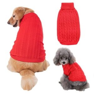 Dog Clothes Dogs Sweater Soft Puppies Clothing Winter Puppy Sweaters Outfit for Dogs Cat Apparel (Red,L)