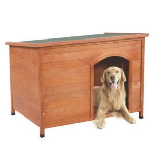 UBesGoo Waterproof Wooden Dog House Pet Shelter Dog Kennel Wood Finish
