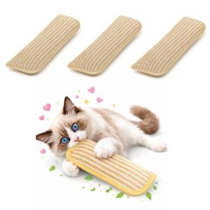 Cat Toys Pack with 2 Catnip Pillows & Sisal Pad – 6000mg A+ Organic Catnip Filled, Bite Resistant Kicker Toy for Kittens Teething, Interactive Kicking Toys for Indoor Cats(3PCS)
