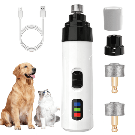 2026 New Upgraded Quiet Dog Nail Grinder, Professional 2-Speed Rechargeable Pet Nail Trimmer for Small/Medium/Large Dogs & Cats, Painless Paw Grooming with 2 Replacement Grinding Heads (M1)