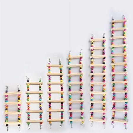 Zhaomeidaxi Parrot Ladder, Wooden Ladder with Colorful Beads Steps Climbing Bridge Bird Cage Play Toy for Conure Parakeet Budgie Cockatiels Lovebirds
