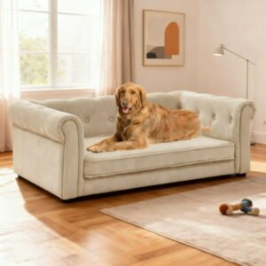 Jakoola 38.9″Large Dog Sofa, Big Pet Bed Couch for Medium and Large Dogs, 28.3″ Seat Width, Beige