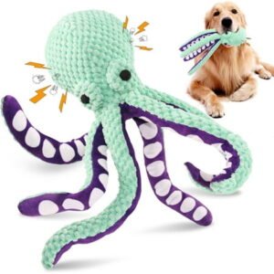 Ikerall Green Octopus Cat Toy Interactive Pet Play with Tentacles Chew Resistant Fun for Kittens and Dogs Dog Chew Toy for Aggressive