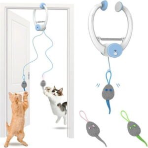 Cat Toys Interactive for Indoor Cats,Enrichment Stimulation Toys, Electric Hanging Door Clip Kitty Toy,Automatic Retractable Play Chase Exercise Feather Toys for Bored Indoor Adult & Kitten Cats.