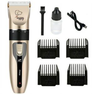 Pet Clippers for Dogs Cats Grooming Kit Electric Dog Trimmer with 4 Guide Combs Nail Clipper Set Rechargeable USB Low Noise for Small Animals Foot Hair Trimming Cleaning Tools