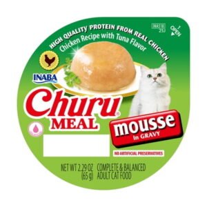 INABA Churu Meal Mousse Adult Wet Cat Food, 2.29 oz cup, 1-count, Chicken Recipe with Tuna Flavor