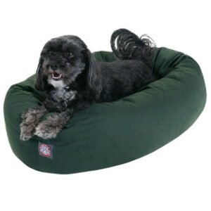 Majestic Pet Solid Poly/Cotton Bagel Dog Bed Machine Washable Green Small 24″ x 19″ x 7″