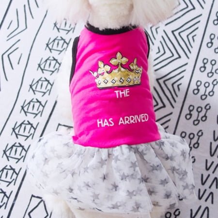 Dog Dress Shirt with Tulle Skirt, Holiday Theme Pet Clothes Apparel Outfits for Small Girl Dogs Puppy, Chihuahua Costume Dress for Party Cosplay Photo Hot Pink