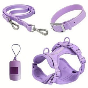 4-Piece Wildone Dog Walking Set – No-Pull Harness, Leash & Collar | Reflective & Adjustable for Medium/Large Dogs