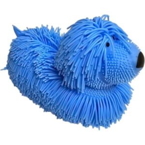 Soft Shaggy Puffer Dog Toy (1 Blue) (8″ x 5″) Filled with air for a Fun Squishy Stretchy Fidget Experience. Blue, Pink, White. (1 Blue)