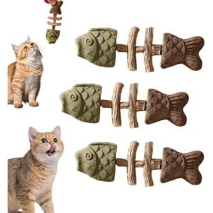 Purrident – Fix Your Cat’s Dental Health, Creative Fish Bone Cat Toy, Wooden Catnip Teeth Cleaning Stick, Natural Cat Dental Toy, Pets Cat Chew Stick, Catnip Fish Bone for Teeth Cleaning