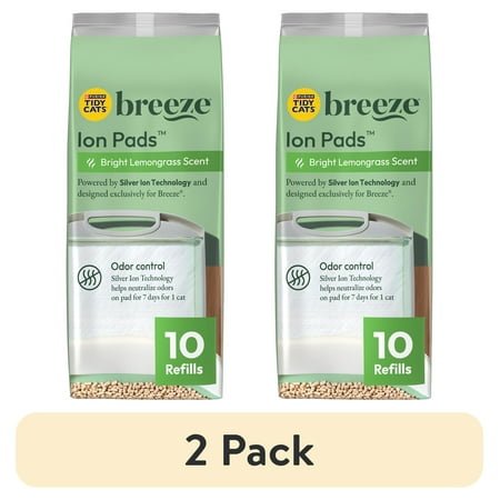 (10 pack) Purina Tidy Cats Breeze Bright Lemongrass Scented Ion Cat Litter Pads Refill Pack