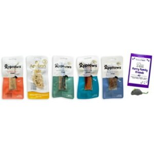 Applaws Filet Treats Variety – 5 flavors – 1 each: Salmon, Mackerel, Tilapia, Chicken Rosemary, Tuna (1.06 oz) + MerlinsMart Zine | Catnip Toy