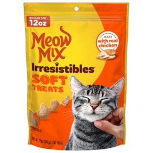 Meow Mix Irresistibles Soft Cat Treats Made With Real Chicken, 12 oz Pouch