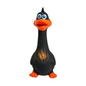 Funny Squeaky Chicken Dog Toy, Rubber Quacking Chew Toy for Boredom Relief 1 Pack, Durable Latex Pet Stress Reliever, Interactive Squeeze Toy Black 7 Inch