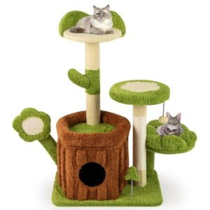 Yardi Yarda Cute Cat Tree Indoor Pet Jungle Activity Center, Corner Cat Tree, Cat Climbing Tower, Cat Towers for Indoor Cats-Green