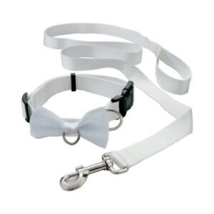 White Ring Bearer Dog Collar & Leash – Apparel Accessories – 1 Piece