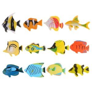 1 Set of 12pcs Simulated Animal Fish Set Realistic Fish Model Playset Lifelike Kids Children Toys( Mixed Color)
