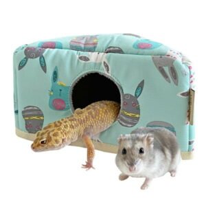 Small Reptile Gecko Hide Hut Cave Accessories Hamster Bed Hideout Bedding ( Green )