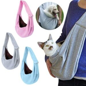 Hands Free Dog Carrier Sling, Adjustable Padded Strap Breathable Cotton Tote Bag with Front Pocket for Small Pets Up to 12 lbs, Machine Washable (1PC)