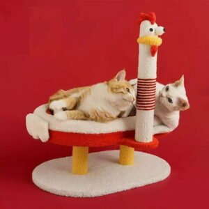 Colourtree Cat Tree with Scratching Posts Chicken-Shaped Climbing Frame Hemp Rope Perch Platforms for Indoor Cats