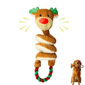 Christmas Brown Plush Spiral Snake Dog Toy – Holiday Gift for Small & Medium Dogs, Interactive Toy, 13.78 Inch, Soft & Durable