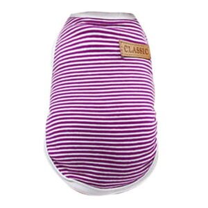 YUEHAO Pet Vest for Dogs, Dog Striped Shirts Pet Striped Shirts Puppy Striped Apparel Dog Clothes Colorful Pet T Shirts Pet Vest with 6 Colors Dog Vest for Small Medium Large Dogs (Purple, L)