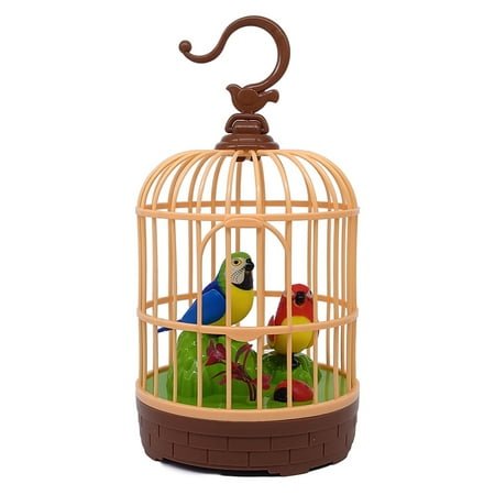 LIANGXR Interactive Singing Bird Toy Birdcage Toy For Kids And Nature Lover Sound Activated Parrot Toy with Sound and Light