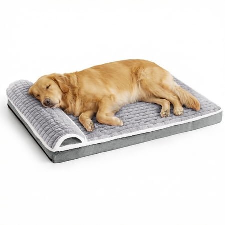 Exclusivo Mezcla Orthopedic Dog Bed with Head Pillow for Medium and Large Dogs, Removable and Machine-Washable Cover, 36″X24″, Grey