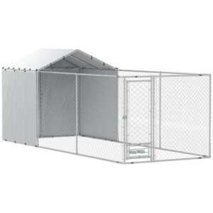 Resenkos Dog House, Pet House,Dog Cave,Galvanized Chain Link Large Outdoor Dog Kennel with Waterproof & UV-Resistant Cover