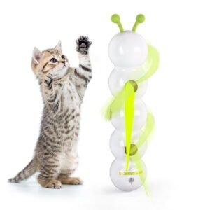 All For Paws Interactive Cat Teaser Toy, USB Rechargeable – Automatic Whack-a-Mole Toy with Suction Cups, Motion-Activated Cat Wand, Enrichment Toy for Indoor Cats & Kitties