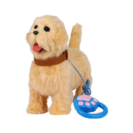 Plush Electric Walking Simulated Dog With Leash, Interactive Toy For Teens & , Rechargeable Battery-Operated Puppy With Realistic Sounds And Movement, Ideal For Home