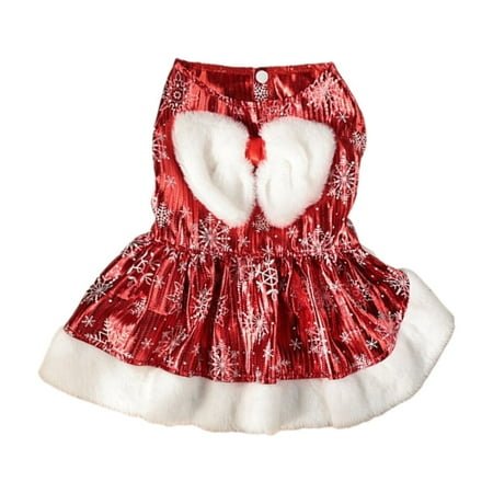 Dog Christmas Costume Puppy Dress, Snowflake Pet Clothes Skirt Winter Coat Xmas Holiday Apparel Cute Girl Clothing Red Dresses, Dog Outfit for Small Medium Large Dogs Cats (M, Red)