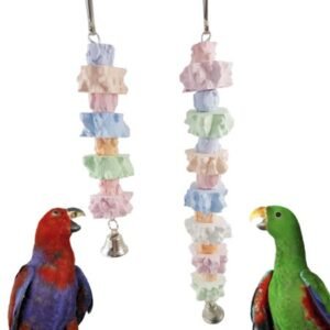 SPRING PARK Parrot Colorful Chewing Toy Beak Trimmer Grinding Stone with BellParrot for Cockatiel Conure African Grey Parrots Parakeet Cockatiel bonka Bird