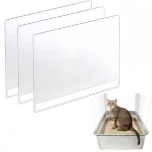 Cat Litter Box Splash Guard 3PCS Transparent Easy Clean Pee Shields 14.5×11.5in
