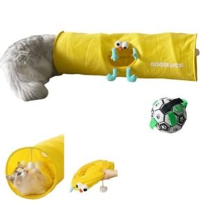 Cat Tunnel, 2 Way Cat Tunnels for Indoor Cats with 2 Toy Balls, Peekaboo Cat Cave, Collapsible Cat Tubes and Tunnels for Cat, Puppy, Kitty