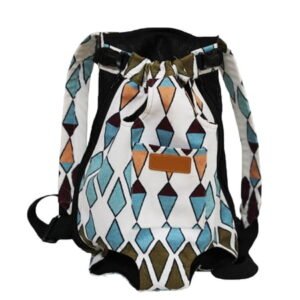 Pet Carrier Backpack for Small Dogs Cats, Hands-Free Legs Out Front Pack, Adjustable Padded Shoulder Straps for Walking Traveling, Breathable Outdoor Travel Bag, Patterned, Cyan, L