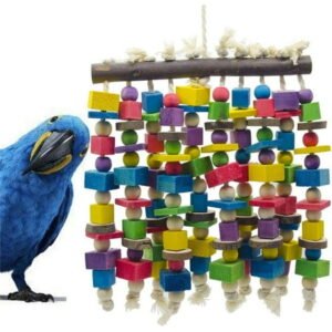 15.7″ X 9.8″ Large Bird Parrot Chewing Toy-Multicolored Wooden Blocks Bird Parrot Tearing Toys Suggested for Large Macaws Cokatoos,African Grey