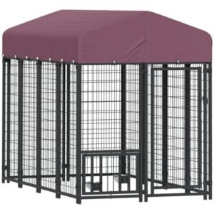 Resenkos Dog House, Pet House,Dog Cave,Outdoor Dog Kennel with 360° Rotating & 4 Levels Adjustable Bowls, Waterproof Cover