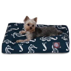 Majestic Pet | Sea Horse Rectangle Pet Bed For Dogs, Removable Cover, Navy, Small