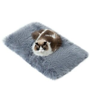 Fluffy Dog Cat Bed Mat White 19.6×31.4 inch, Washable Soft Plush Cushion Faux Fur Warm Area Puppy Pads for Indoor Pet Sleep