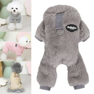 Spencer Dog Winter Coat Soft Fleece Pullover Pajamas, Pet Warm Cold Weather Clothes Puppy Cozy Jumpsuit Apparel for Small Dogs Cats (L, Gray)
