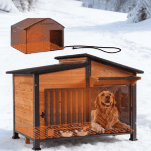 Aivituvin Heated Dog House Outdoor Large Dog Kennel with Iron Frame, Weatherproof Dog Cage with Insulated Liner for Small & Medium & Large Dogs